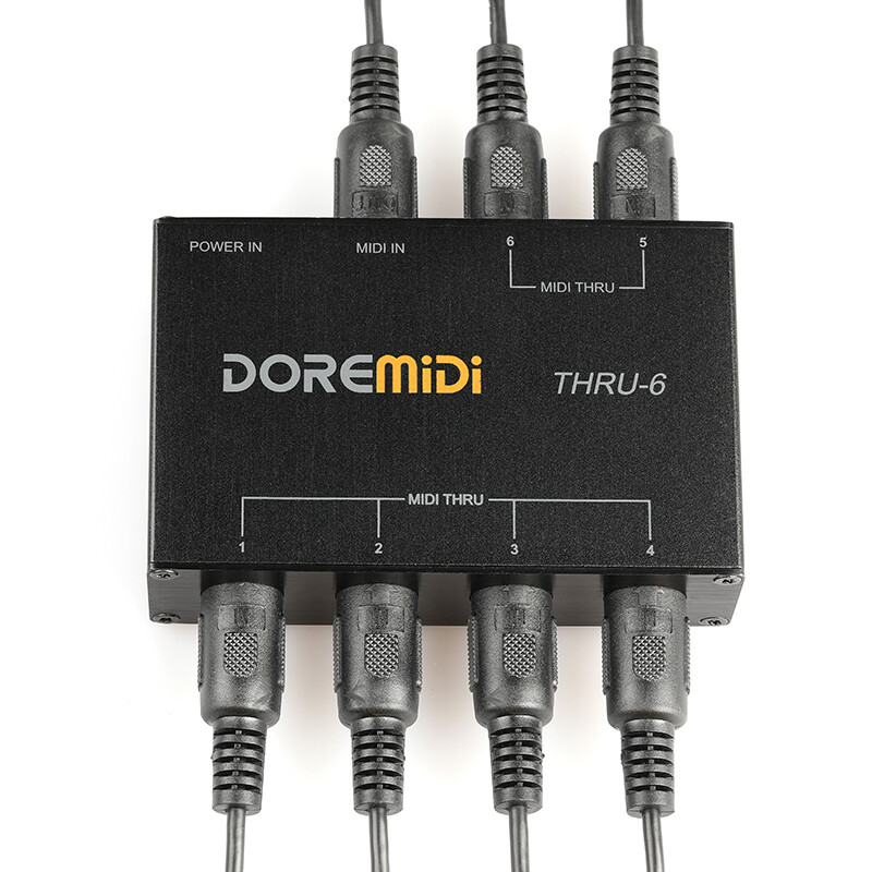DOREMIDI THRU-6 MIDI Box 16 Channels 6 Output 1 Input 5 Pin MIDI Interface