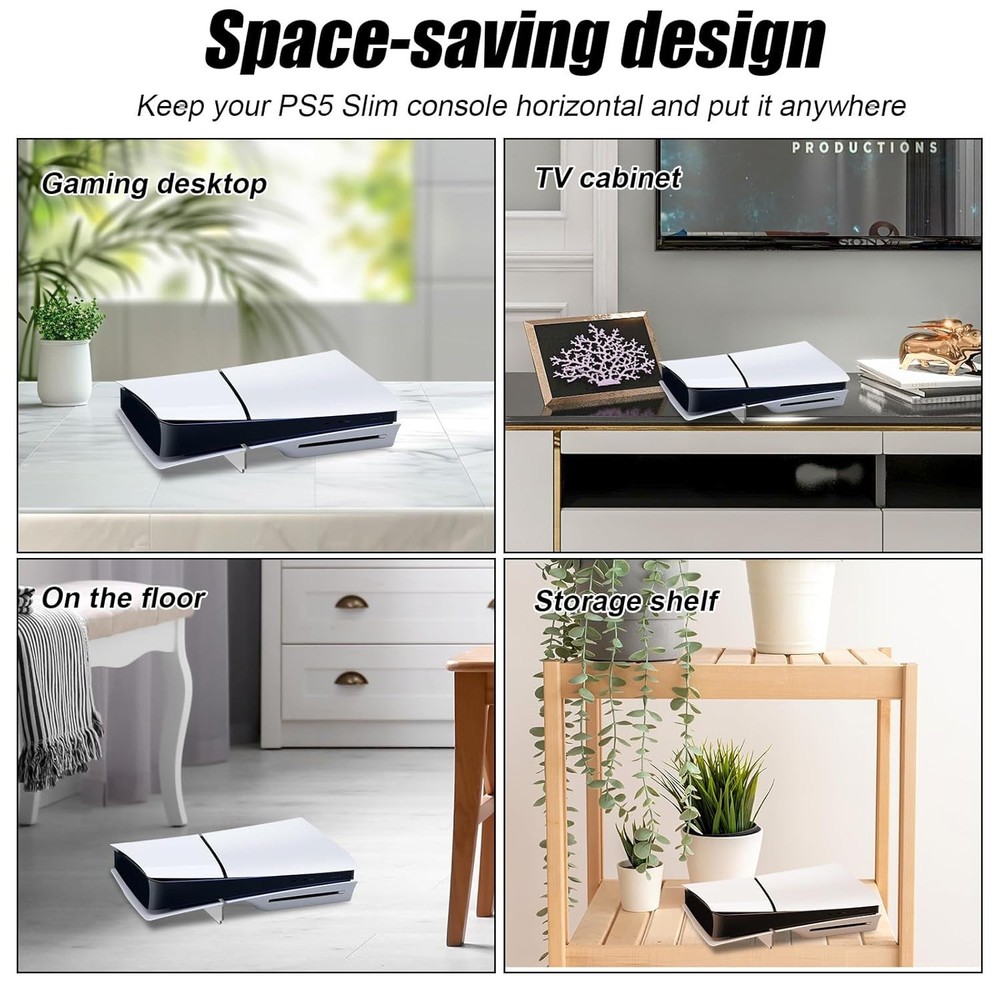 Horizontal Stand for PS5 Slim Console, Transparent Acrylic Support for...