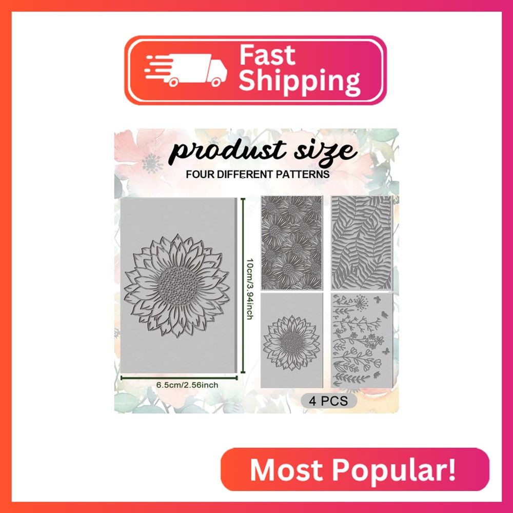 ACRNIGHEET 4PCS Polymer Clay Flowers Leaves Texture Sheets Set for Using with Cl