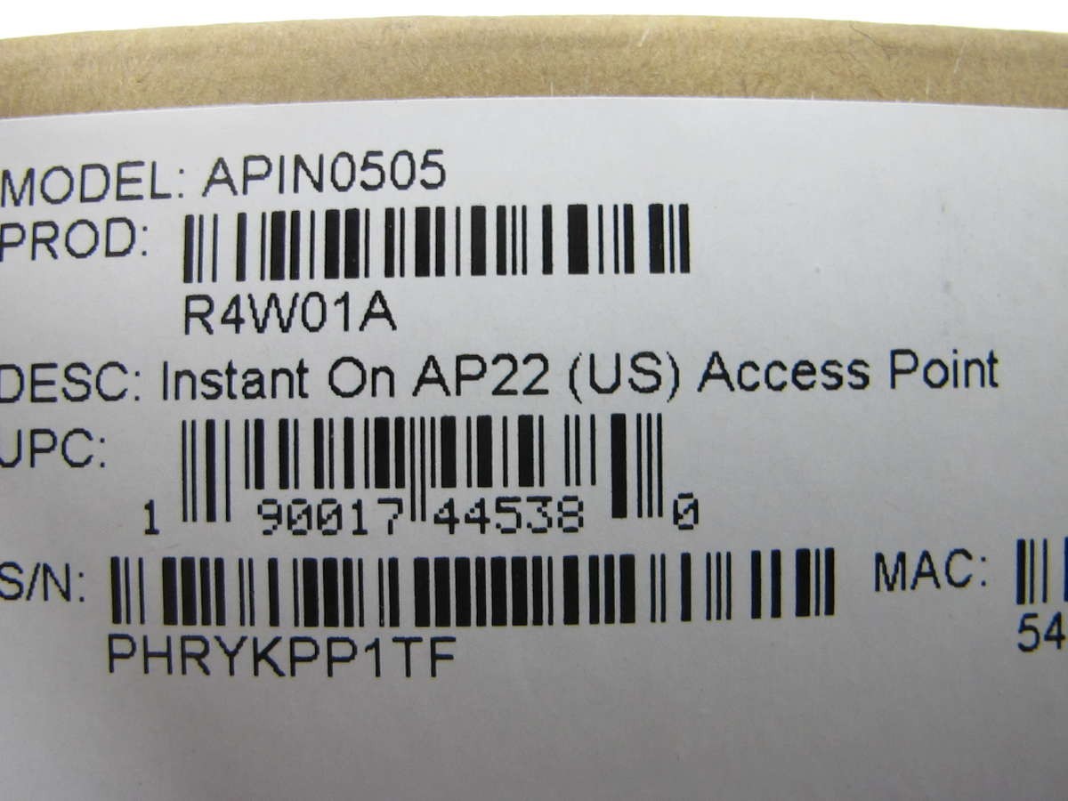 HPE Aruba Instant On Wireless Access Point AP22 2x2 WiFi-6 US Model (R4W01A) NEW