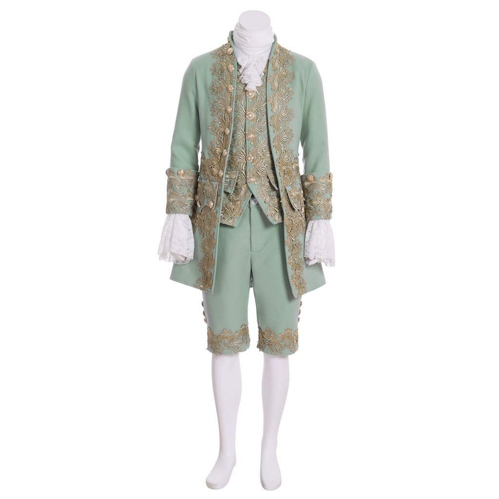 Victorian Costume Men Rococo Suit Jacket Vest Small, Light Green