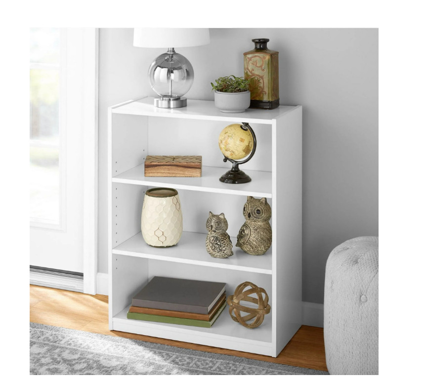 3-Shelf Bookcase with Adjustable Shelves White Storage Organizer Display