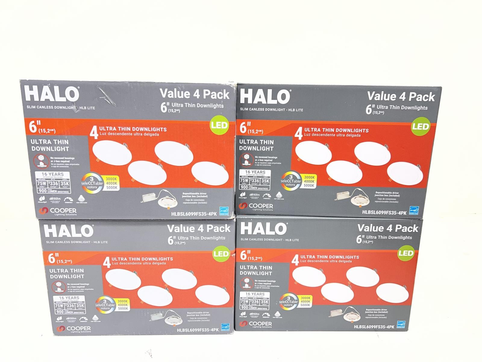 Halo 6 in. 3000K-5000K Select CCT LED White Recessed Light (16pk) 900 LUMENS
