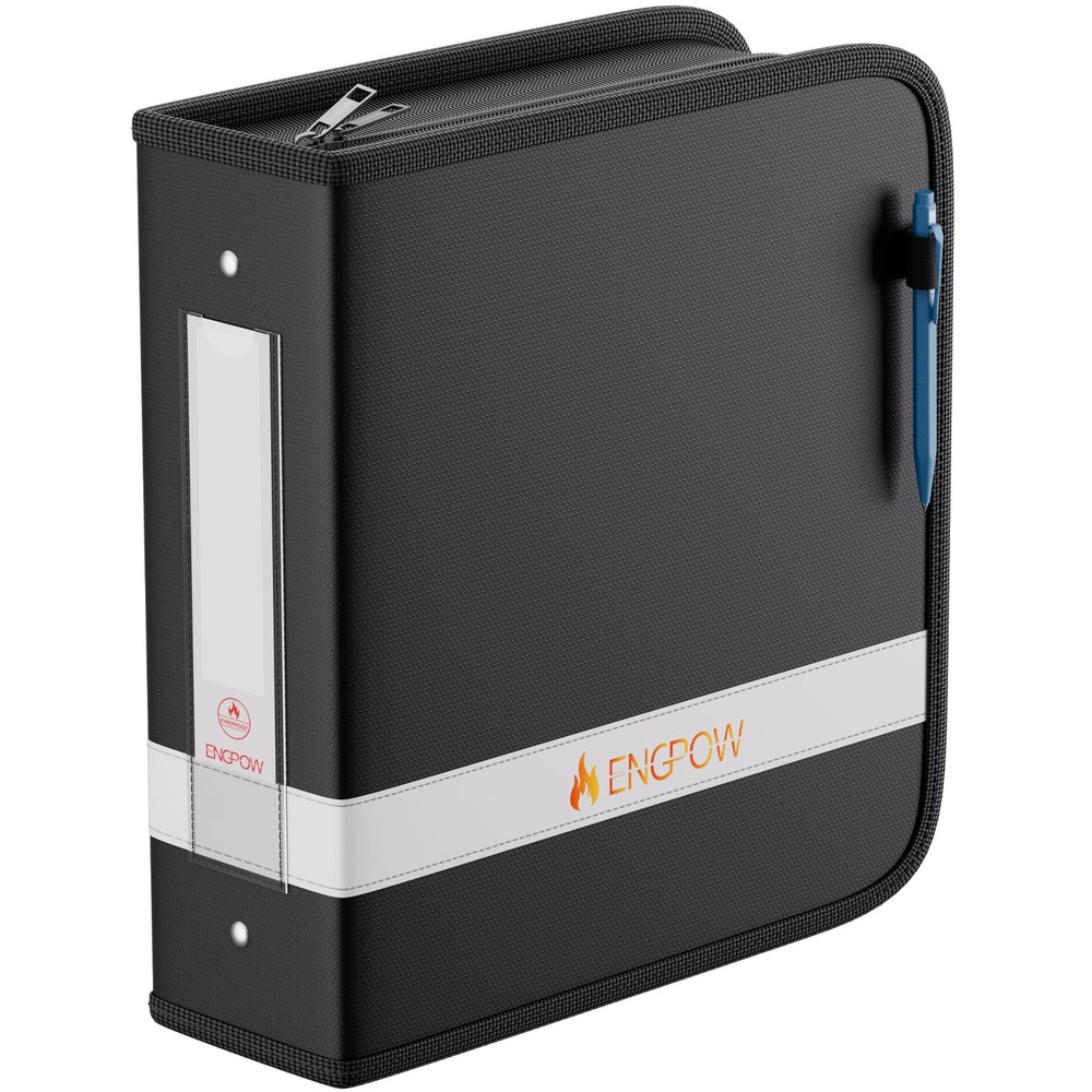 ENGPOW 3 Ring Binder,Fireproof 3 Inch D Binder with 3 inch, Black