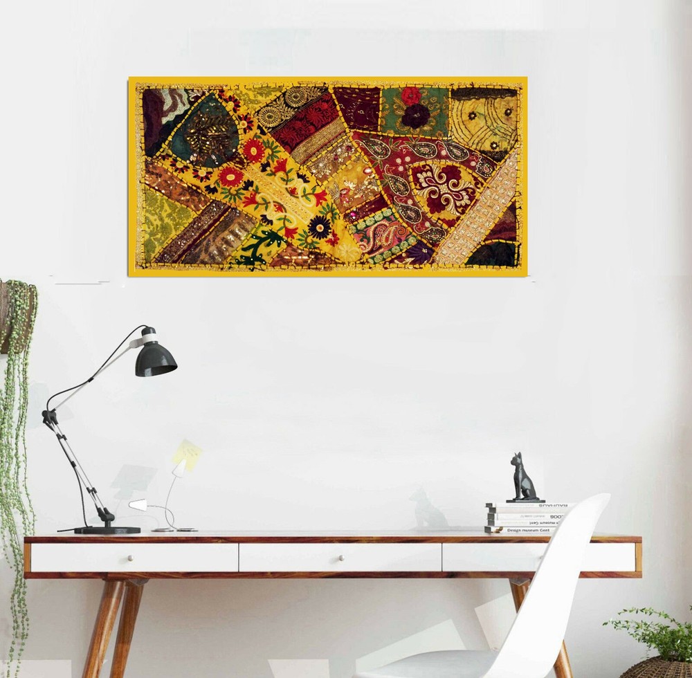 33% OFF 40" HANDCRAFTED SARI SEQUIN TAPESTRY HANGING TABLE LINEN RUNNER THROW
