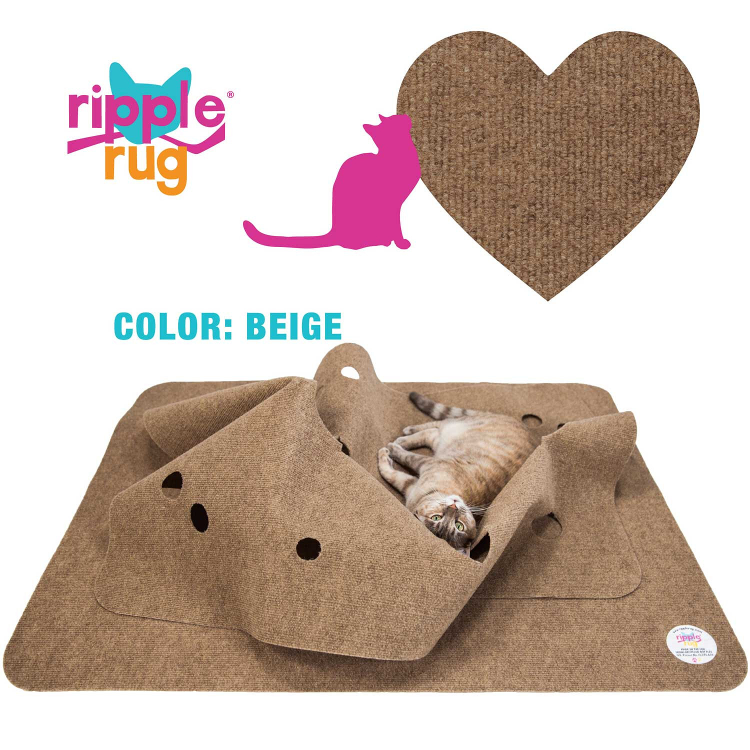 Updated-Ripple Rug Cat Activity Play Mat - Made in USA - We are the Manufacturer