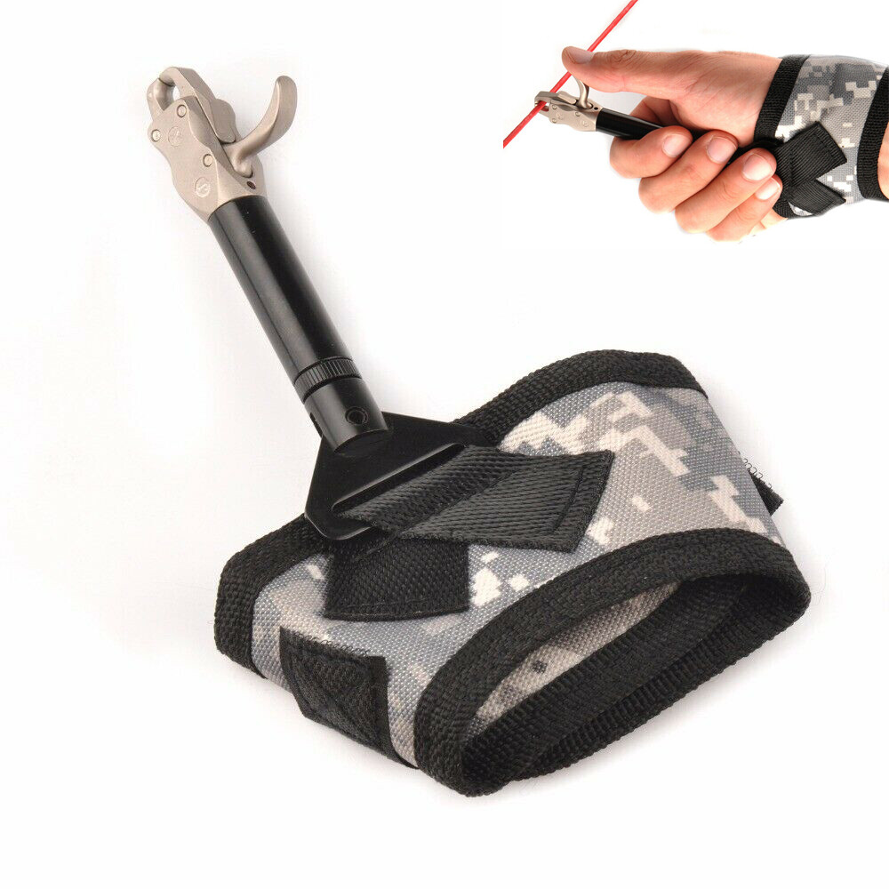 360° Adjust Wrist Strap Camo Compound Bow Release for Left Right Handed Archery