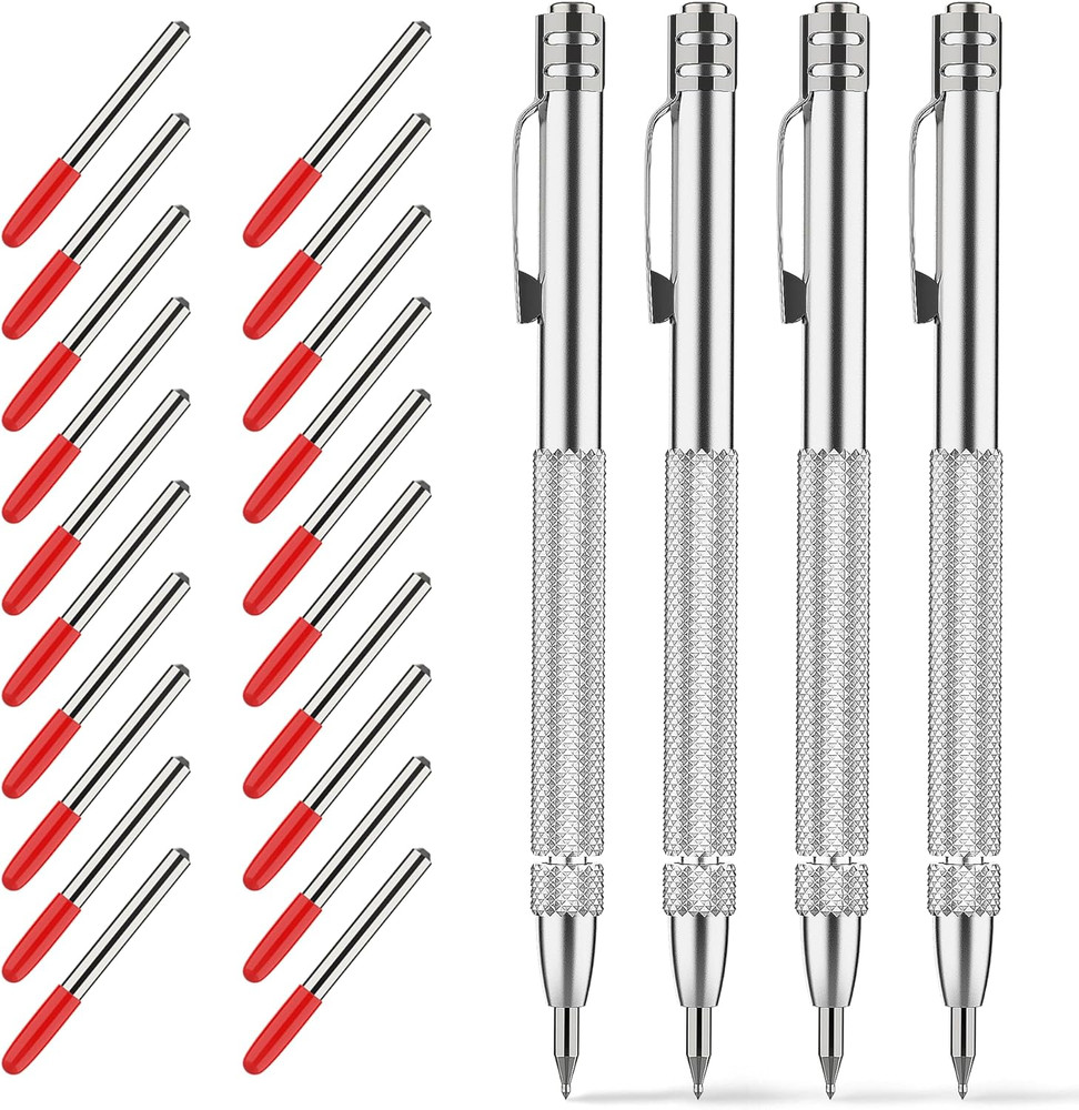 4 Pack Scriber Tool Set with Magnet and Replacement Tips for Metal Glass Marking