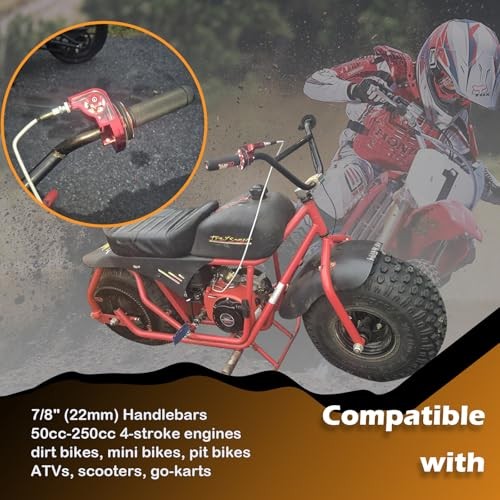 Mini Bike Throttle Kit with Cable Throttle Assembly CNC Quick Action Silver