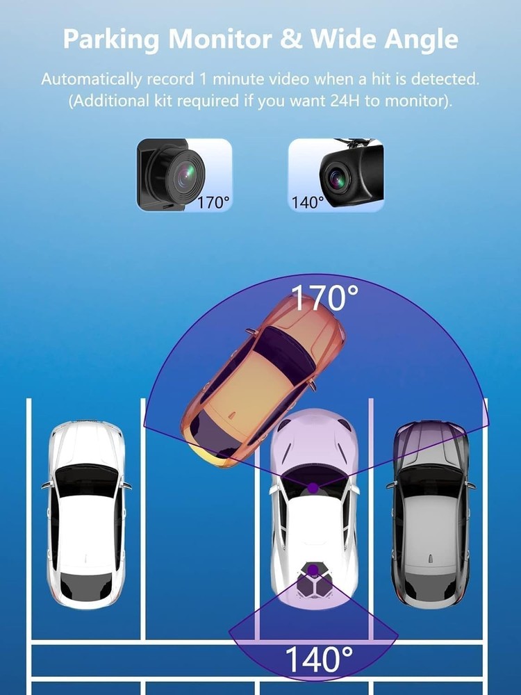 Compact 2.5K Dash Cam Duo with 32GB Card - Easy Installation & Loop Recording