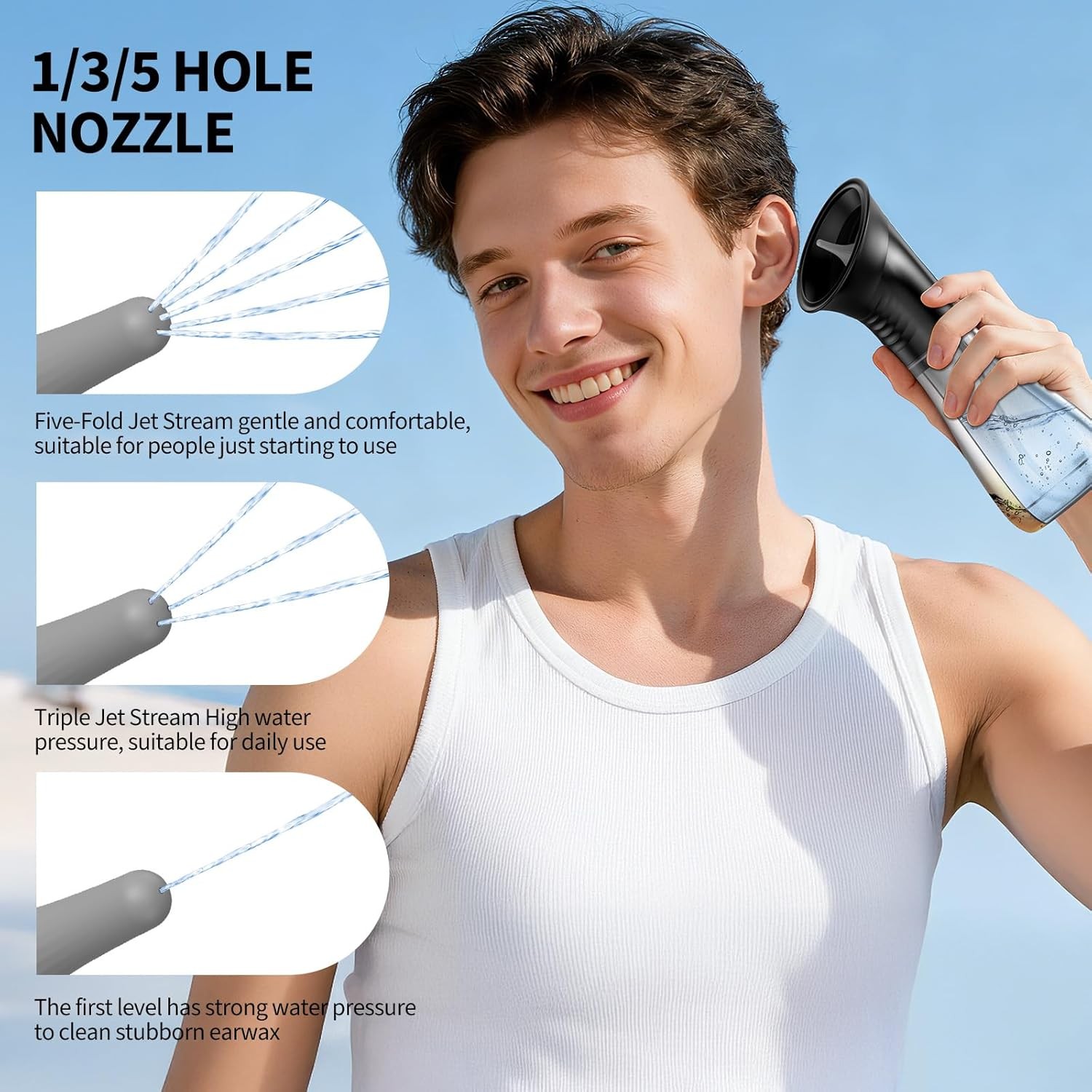 Electric Irrigation Ear Cleaner - 2000mAh Fast Charge IPX7 Ear Wax Removal Kit