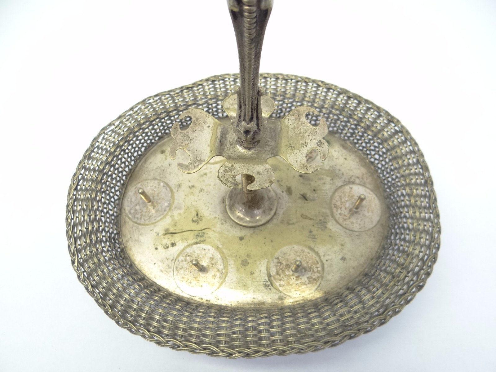 Vintage Used Silverplate Serving Caddy Tray Stand Basket Silver Plate Kitchen