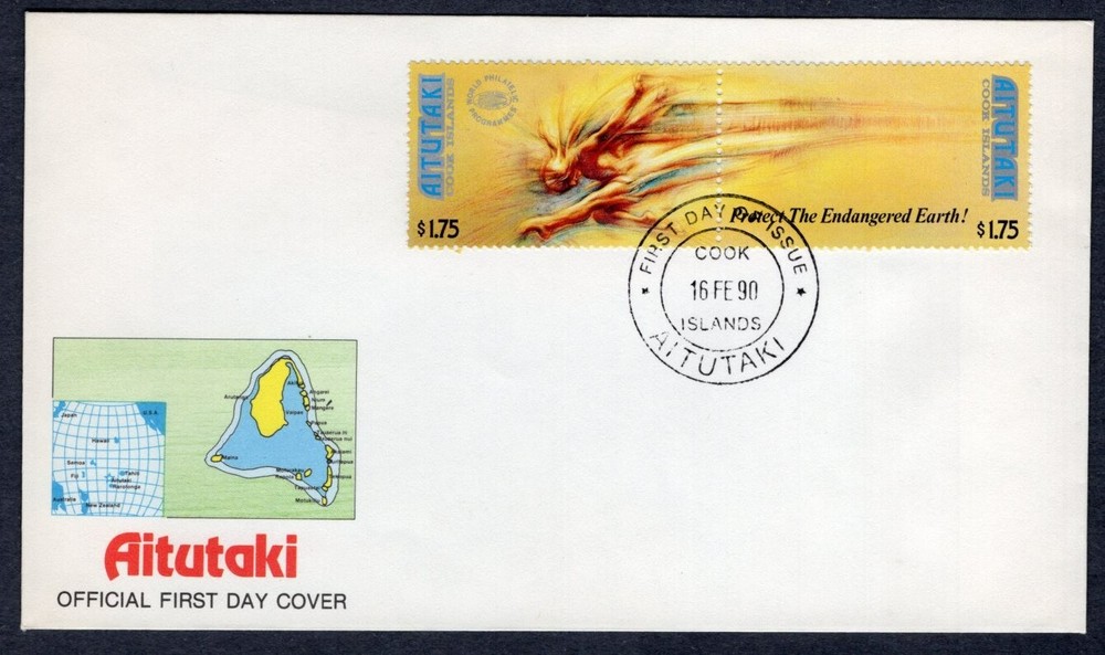 ENVIRONMENT HUMAN COMET 1990 AITUTAKI FDC