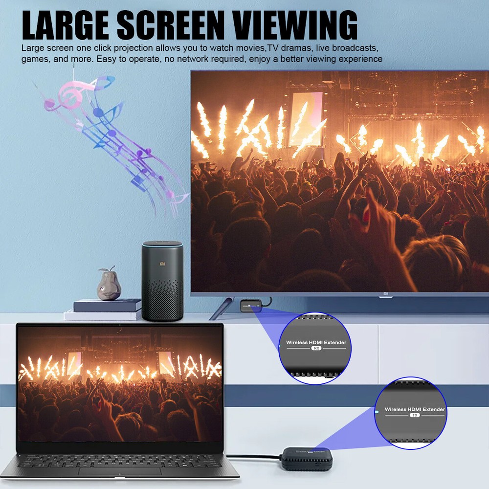 4K Wireless HDMI Display Video Transmitter Receiver Extender for Camera PC To TV