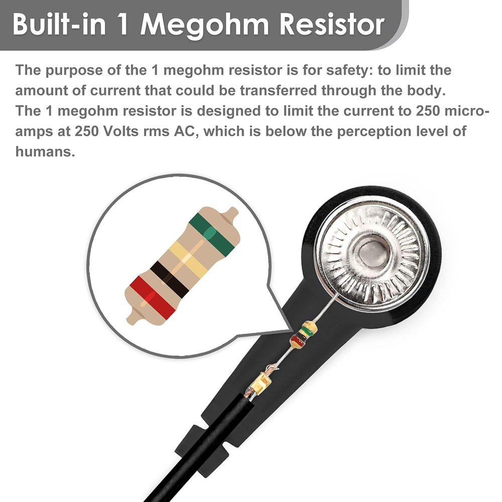 Anti-Static Wrist Strap with Adjustable Band & Extra Long Cord