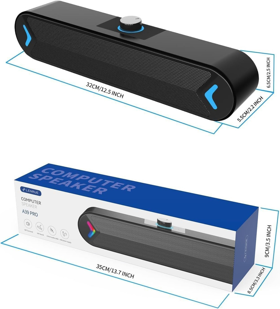 Computer Speakers,Pc Speakers for Desktop,Wired Usb-Powered Sound-Bar for Comput