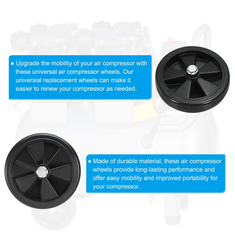 6" Universal Air Compressor Wheel with 0.5" Hole for Easy Mobility, Black
