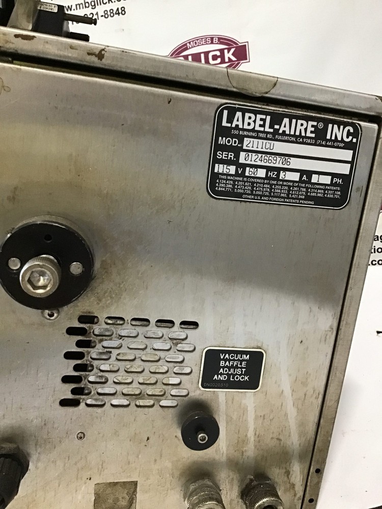Label-Aire 2111CD Industrial Label Applicator Machine 3A 1PH