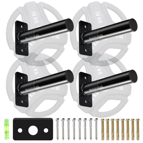 Wall-Mounted Strength Training Plate Storage Rack – Black-4pis Matte color