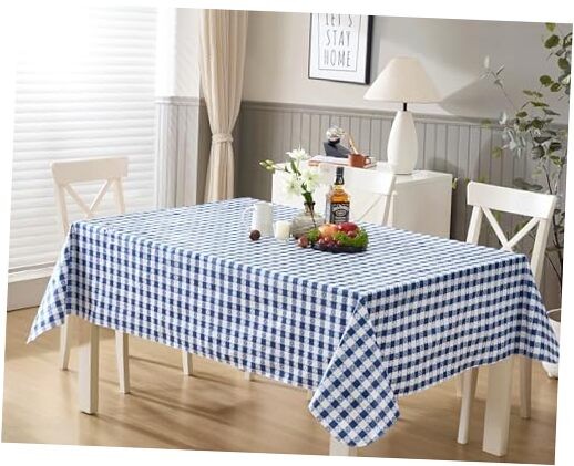 60 x 102 Inch Rectangle Vinyl Tablecloth with 60" x 102" Rectangle Blue