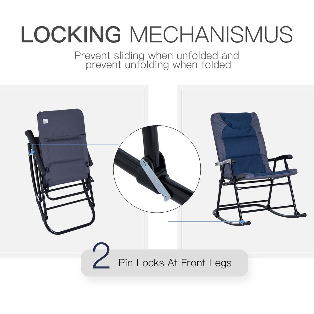 2PC Rocking Chair Set for Deck 265lb Support Foldable Steel Frame