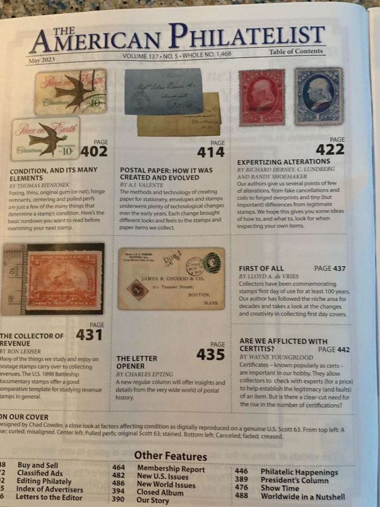 American Philatelist Magazine 2023, May