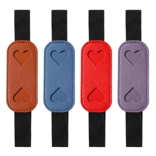 4 PCS Heart Pen Holder for Notebook Elastic, Adjustable Elastic Pen Holder for