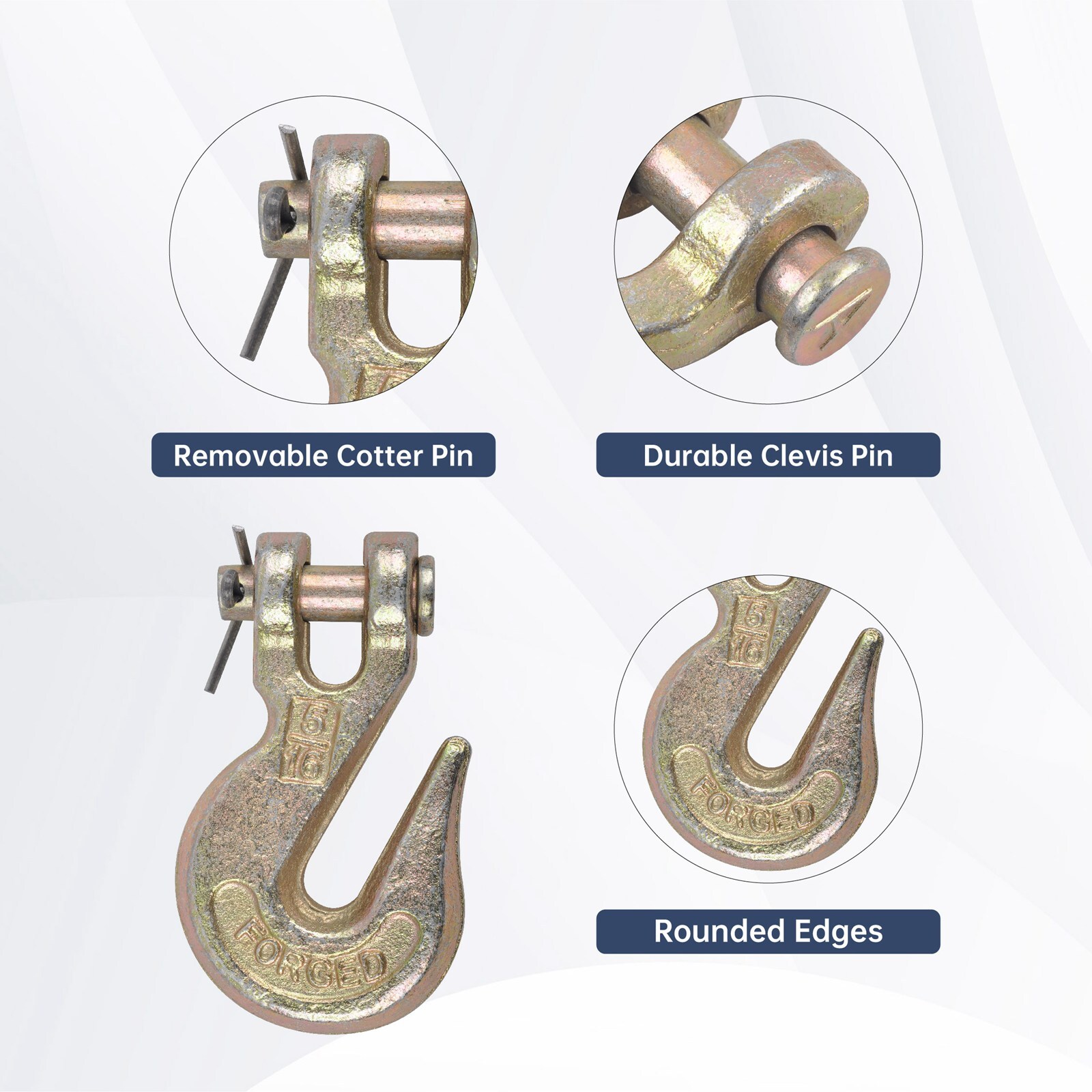 4 Pack G70 5/16" Clevis Grab Hooks Tow Chain Hook Flatbed Truck Trailer Tie Down