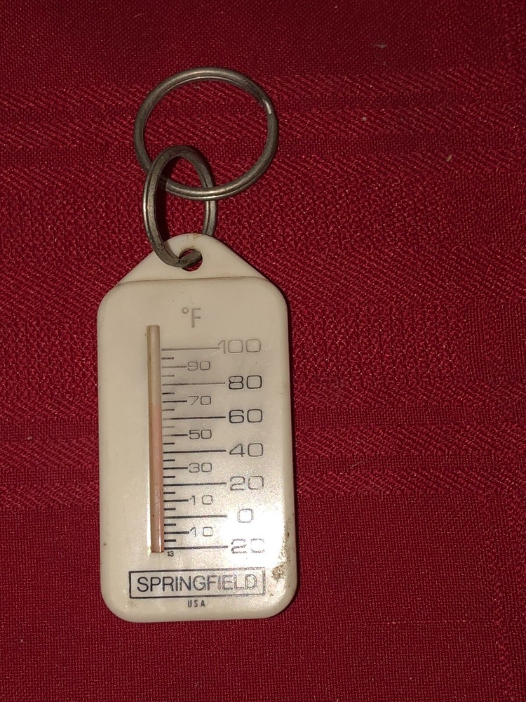 PREOWNED SPRINGFIELD THERMOMETER TAG ALONG FOR KEYCHAINS,  JACKETS,  BACKPACKS