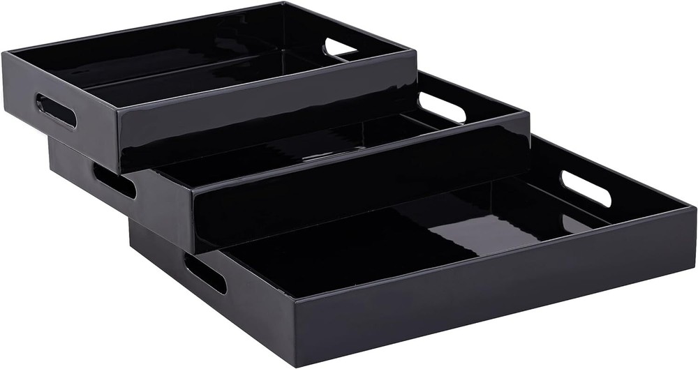 Wood Tray 3 set black