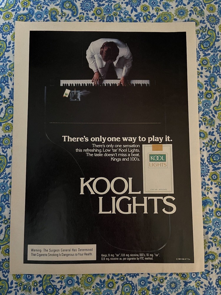 Vintage 1982 Kool Lights Cigarettes Print Ad