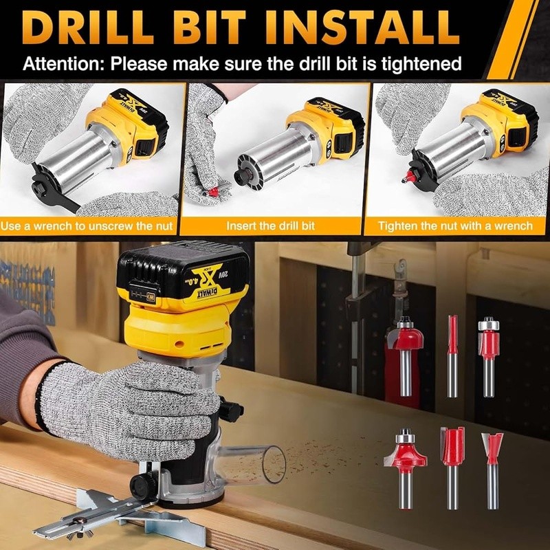 Cordless Router Tool 800W Brushless Motor Variable Speed W/ Accessory Kit New