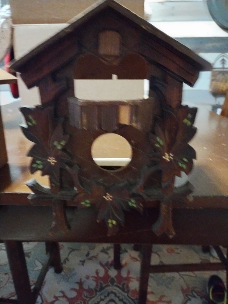 (2) Cuckoo Clock Shells, Vintage Germany, Black Forest Theme , Vintage Chains...