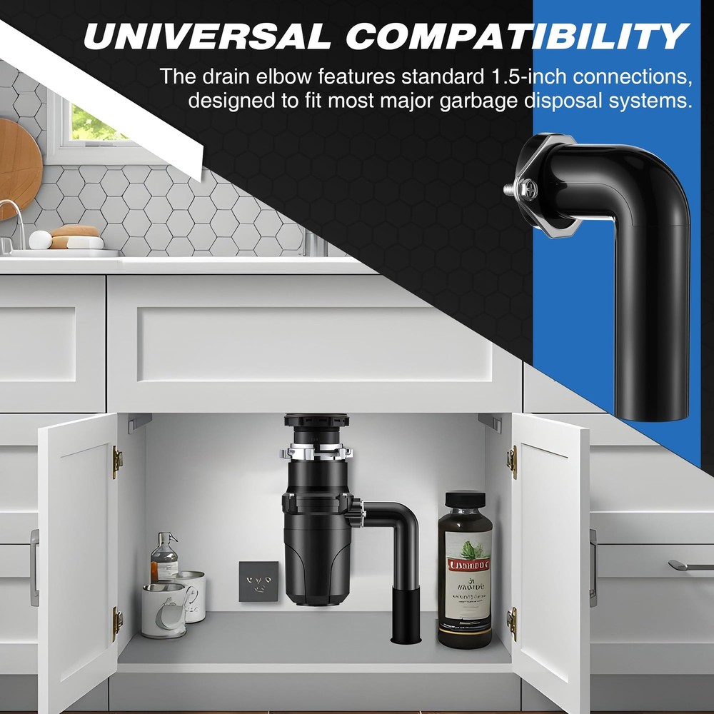 2 Set Garbage Disposal Drain Elbow Kit, Includes 1.5 Elbow, Flange, Gasket an...