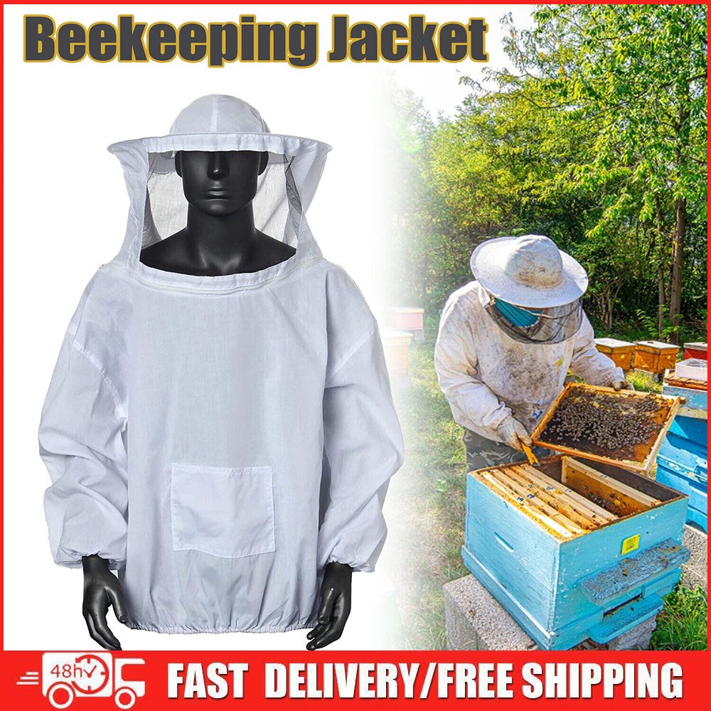 Beekeeping Jacket Veil Bee Keeping Suit Hat Pull Over Smock Protective Equipment