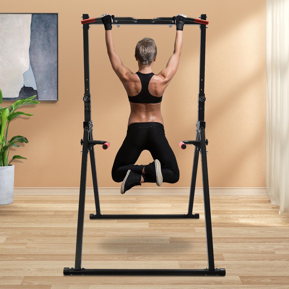 Used Adjustable Power Tower Dip Station Pull Up Bar Multifunc Triangular Struct