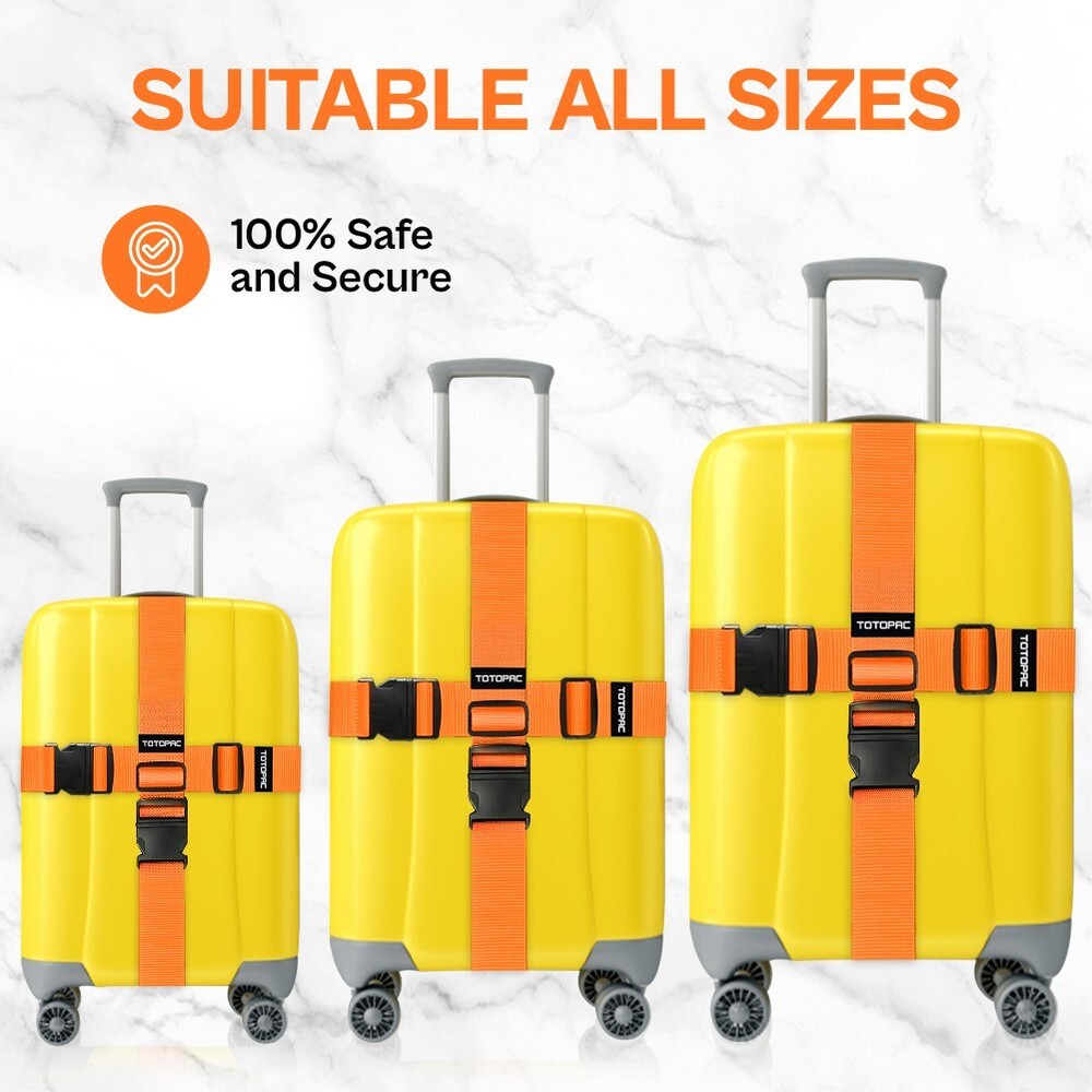 4 Pack Luggage Straps, Adjustable Suitcase Belts 72" x 2" (Orange)