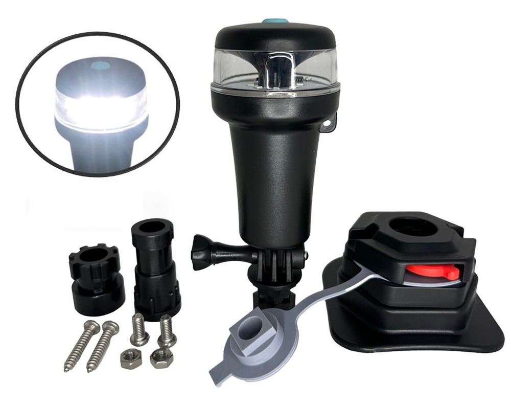 Pactrade White Navigation Light AA Battery Operated base Mount Adapters Bracket