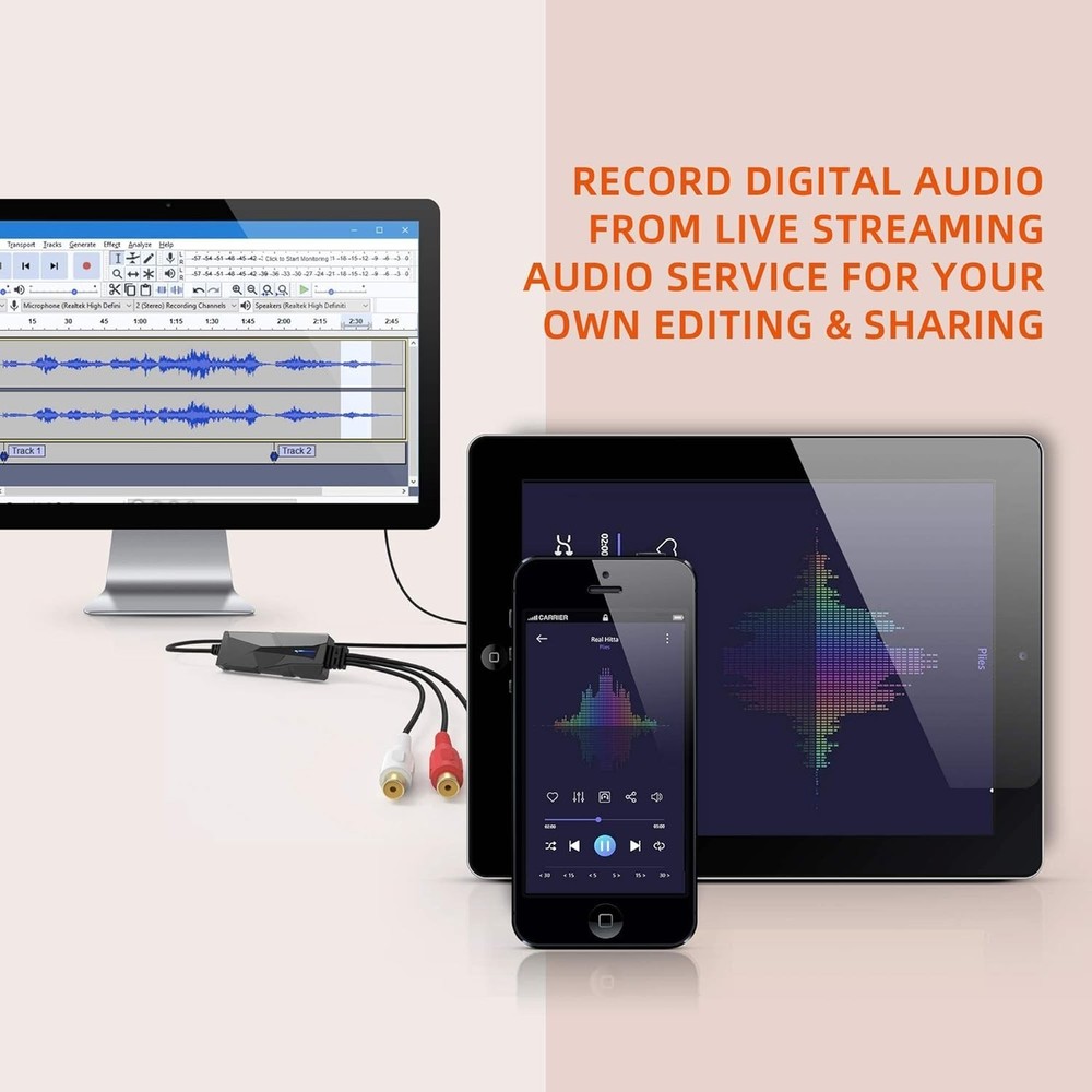 Compact USB Audio Capture Card: Convert Tapes to Digital MP3 on Any Device