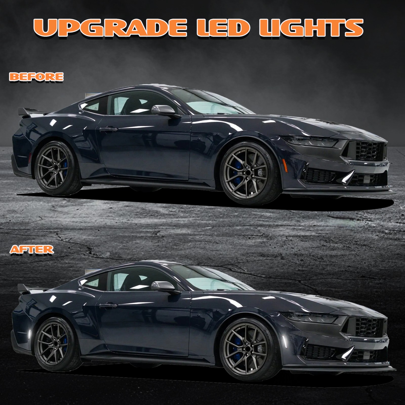 For 2024-2025 Ford Mustang S650 Front Rear Bumper 4PCS LED Side Marker Lights