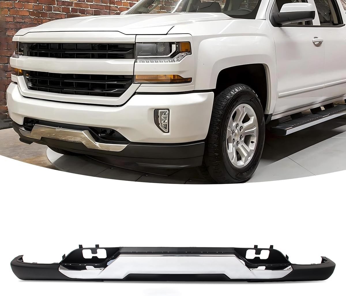 For Silverado 1500 2016-2018 Front Bumper Valance + Chrome Skid Plate W/Z71