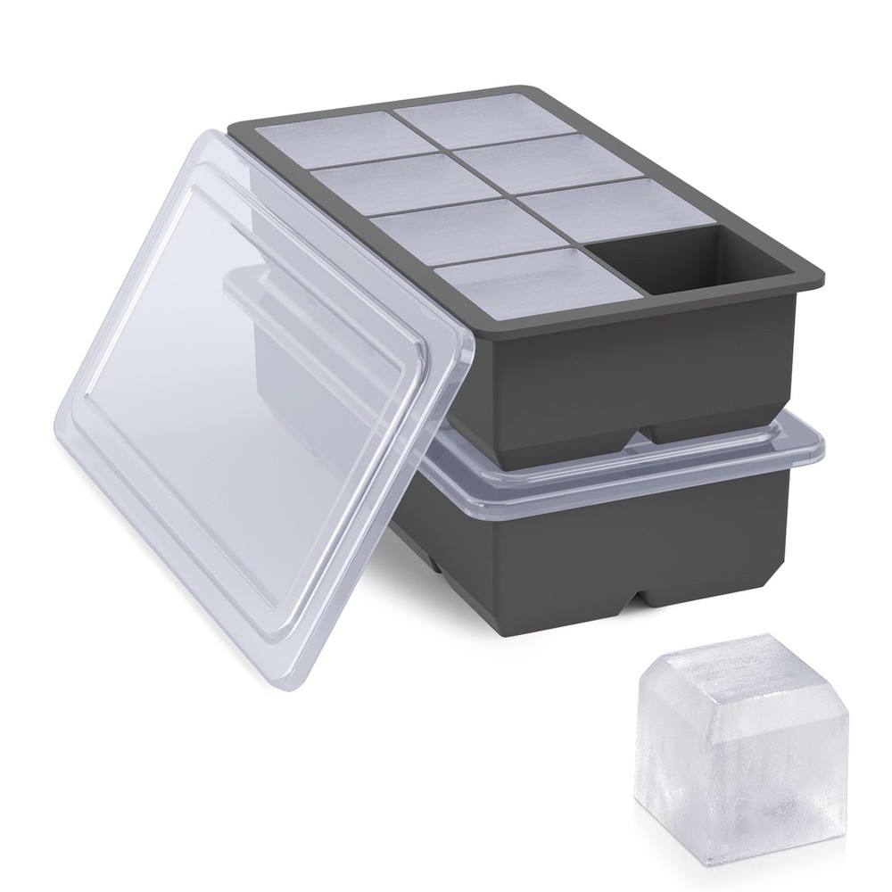 Bangp Large Ice Cube Trays 2 Pack,Big Molds with large, Gray