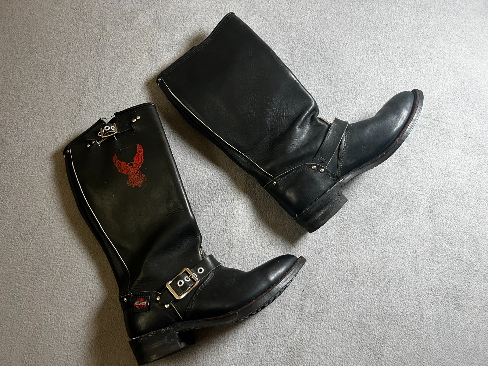 HARLEY-DAVIDSON Womens BOOTS 8 Black kazak Bicker low heel genuine leather shoes