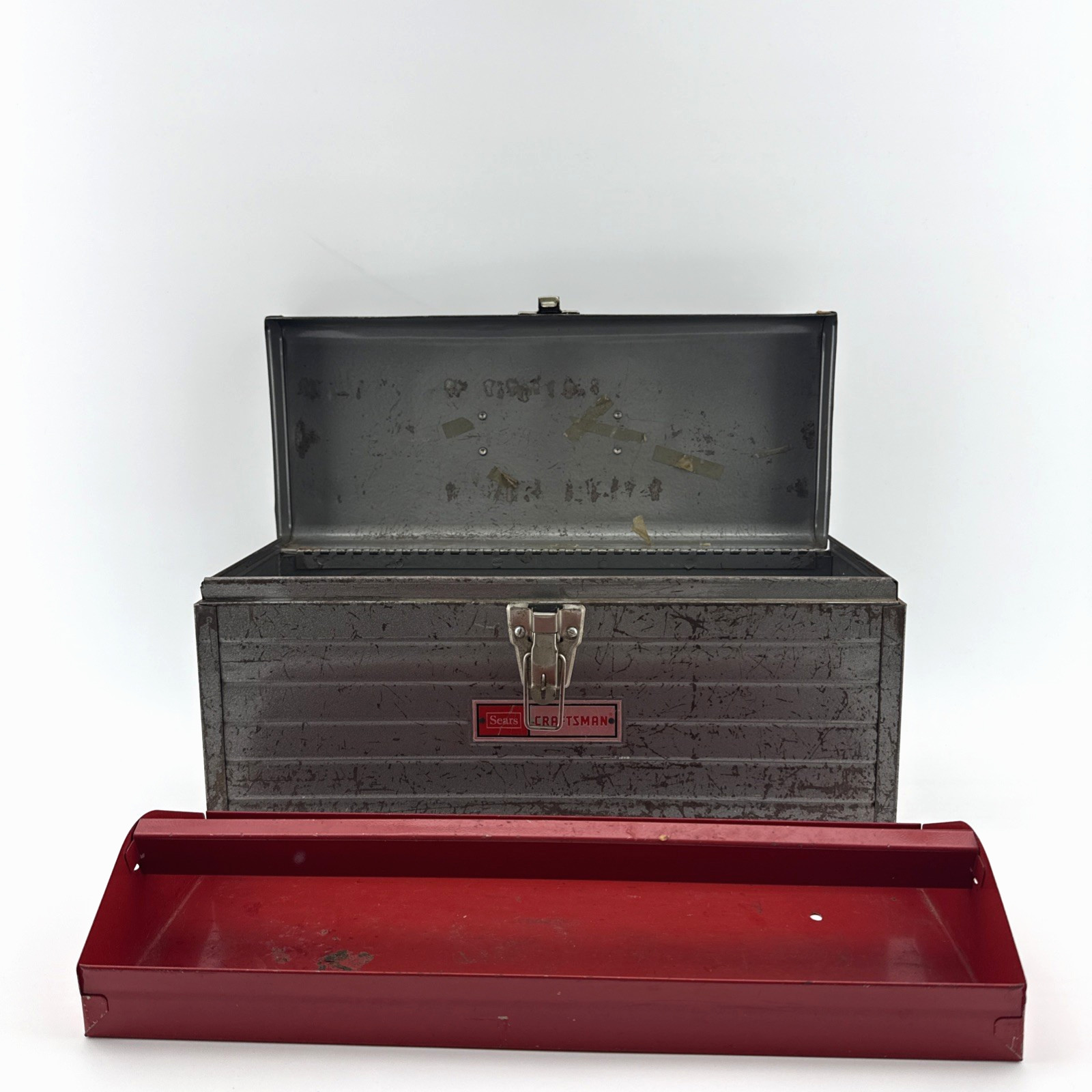 Vintage Sears Craftsman 65013 Metal Tool Box w/ Red Tray