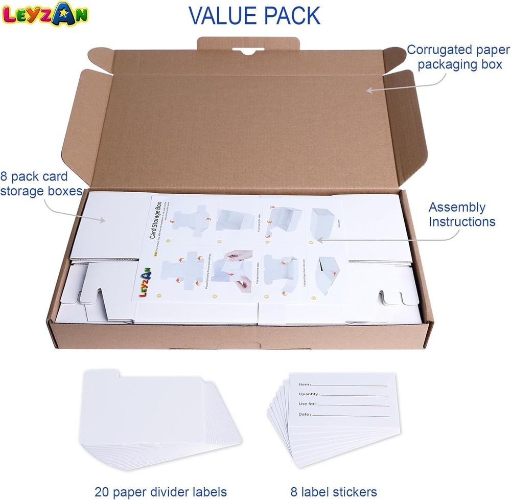 Toploader Storage Box 8-Pack Card Organizer Durable Corrugated Cardboard