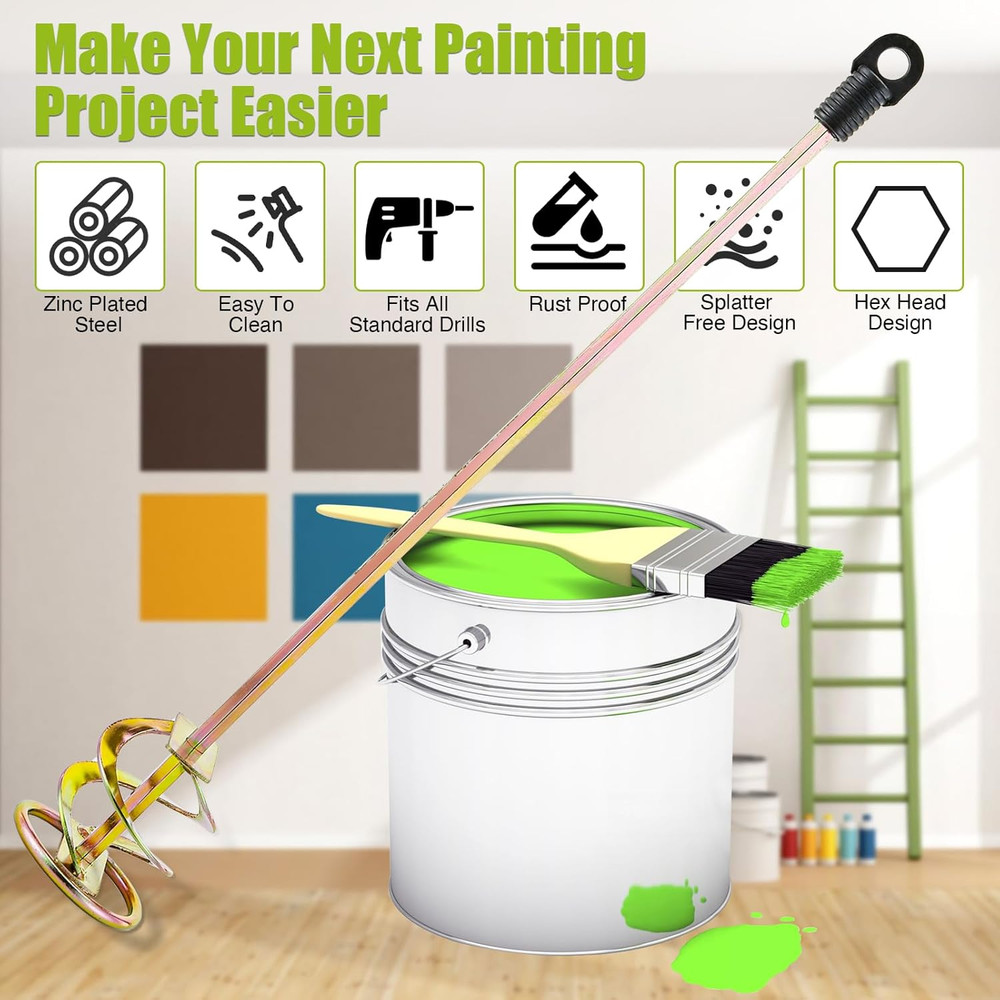 Paint Mixer for Drill - Drill Paint Mixer Works with Any Drill Bit - Rust-Proof