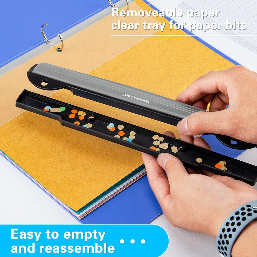 3 Ring Hole Punch for Binder, Portable Puncher, Office Assistant, Black