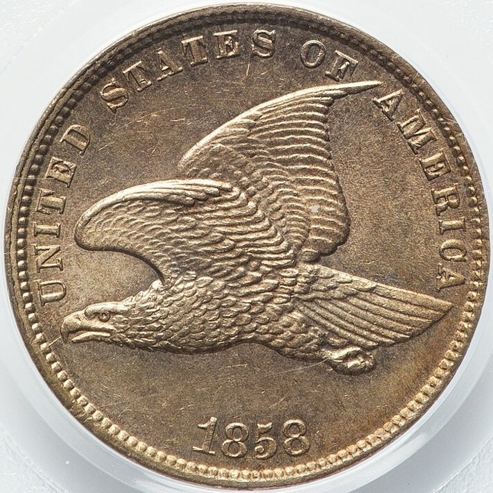 Flying Eagle Cent 1858. Small Letters. PCGS MS-63! Nice PQ! Proof-like Surfaces!