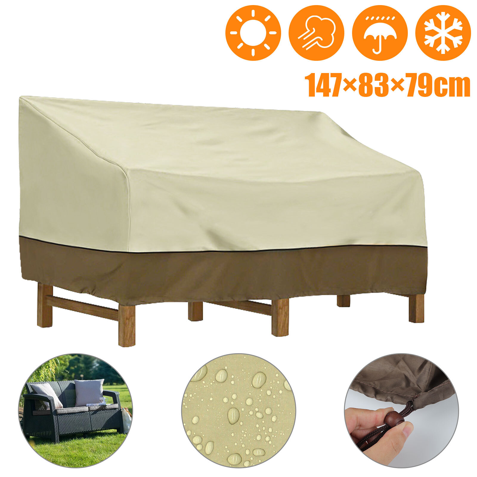 Outdoor Bench Cover Heavy Duty 2-Seater for Patio Loveseat Furniture Waterproof