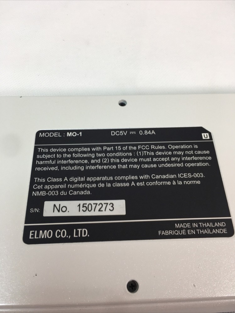 Elmo MO-1 Visual Presenter White Presentation Art Classwork Lesson Tested Work